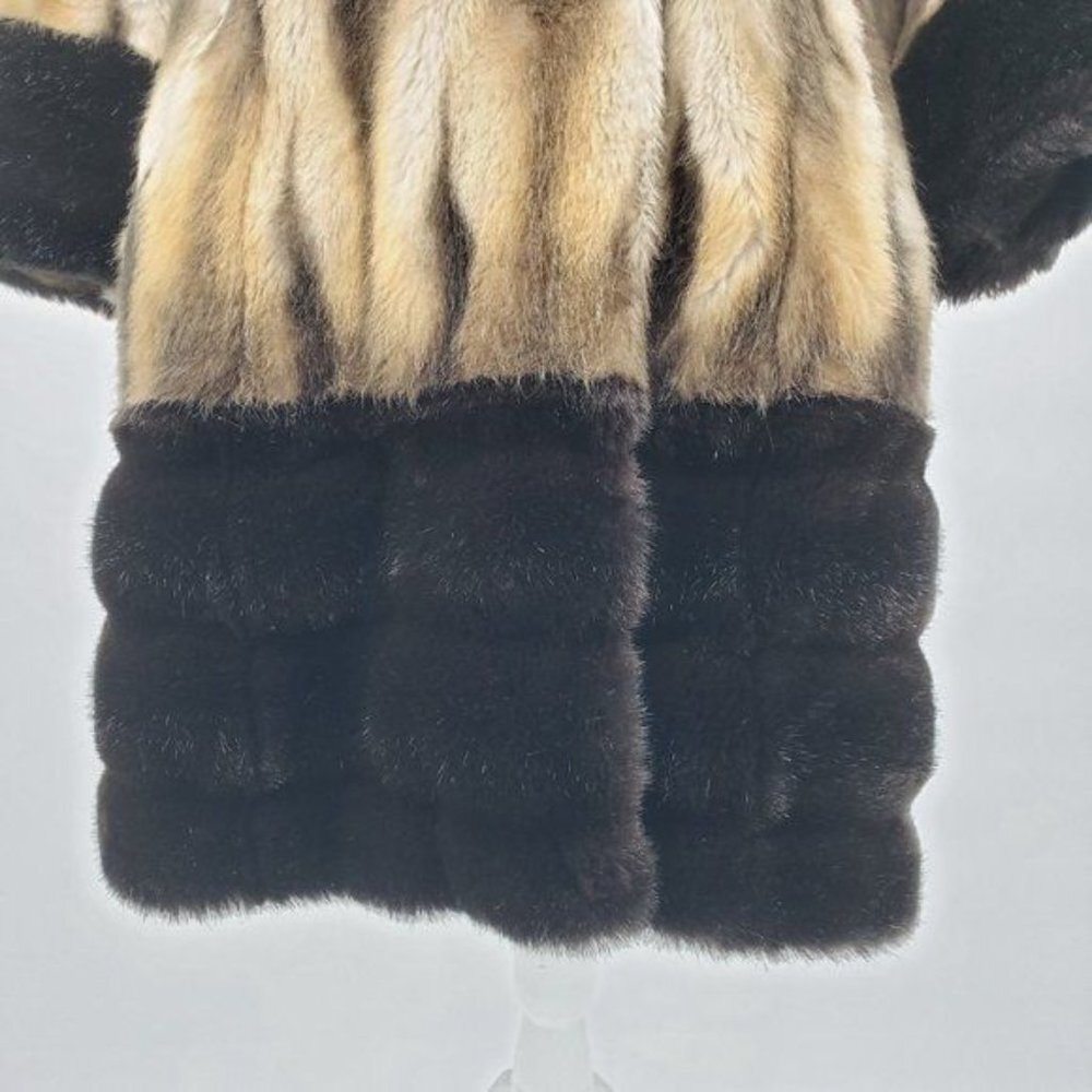 OTTA FIR Vintage Faux Fur Coat 50's 60's Retro Textured Belted Small EUC - Picture 7 of 15